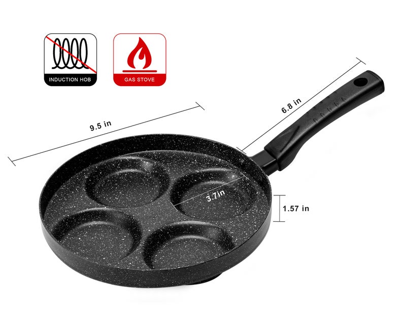 MyLifeUNIT Egg Frying Pan  4-Cup Nonstick Fried Egg Pan  Aluminum Egg Cooker Pan with Lid and Spatula - Image 5